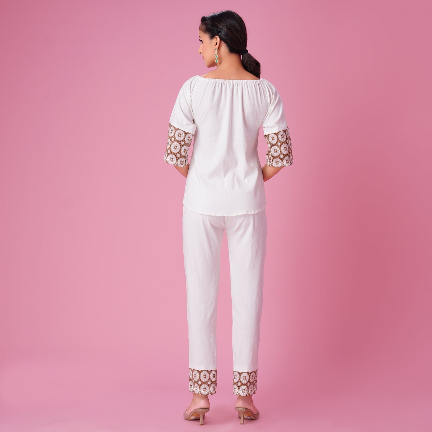 Ivory Co-Ord Set With Cutwork Detailing