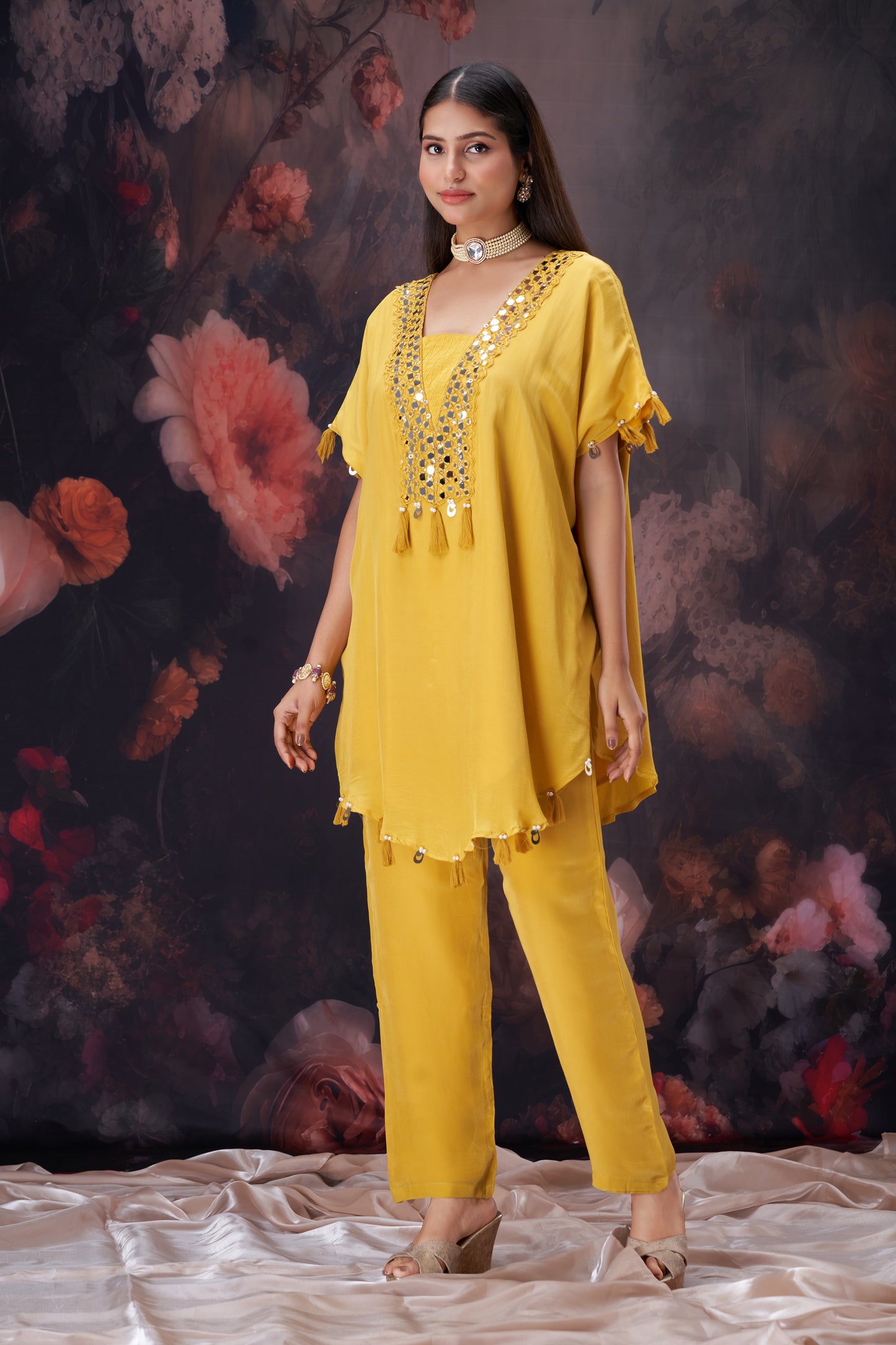 Leher Kurta Set in Yellow
