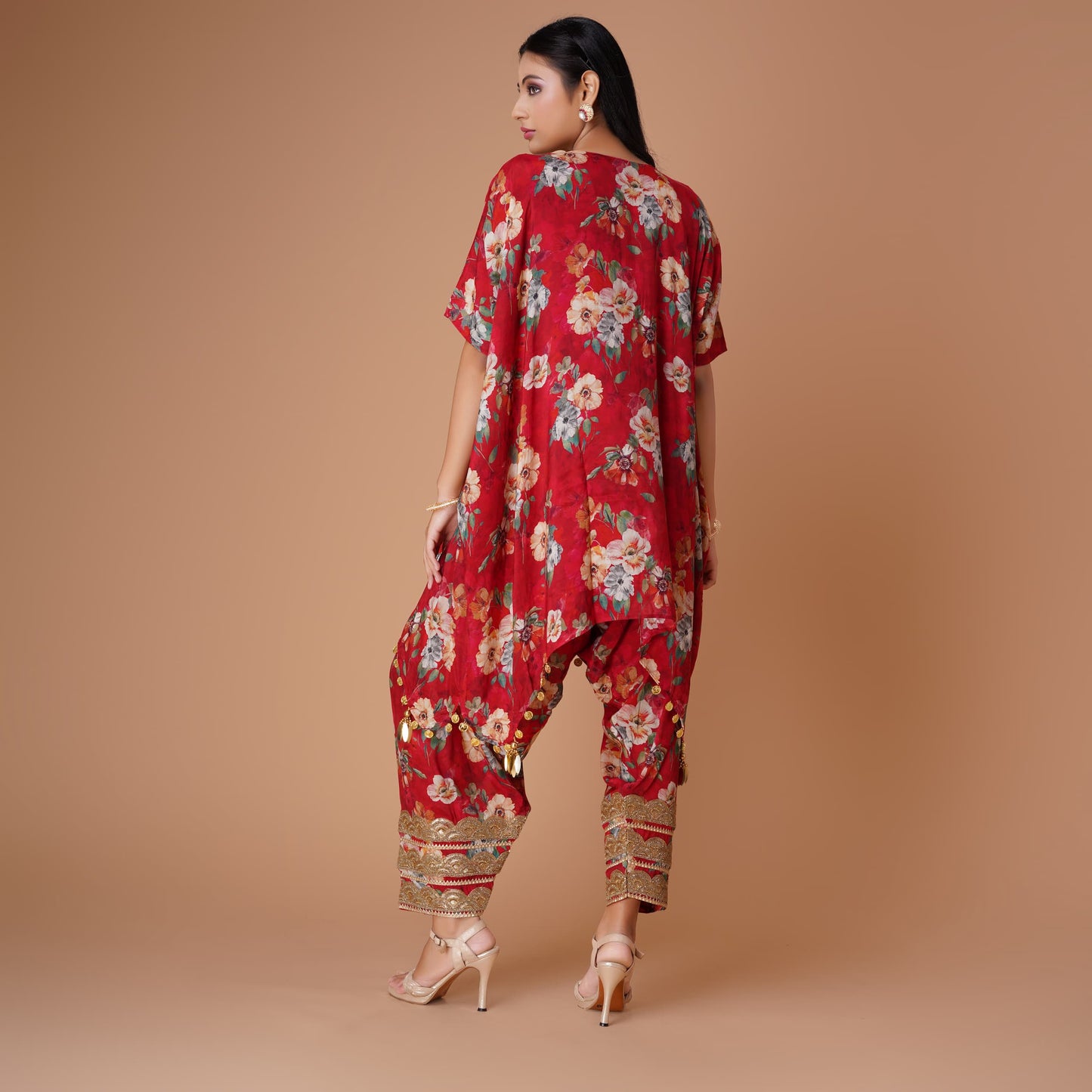 Red Floral Patiala + Kaftan