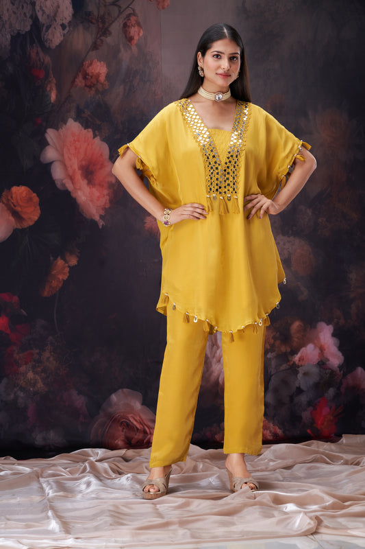 Leher Kurta Set in Yellow