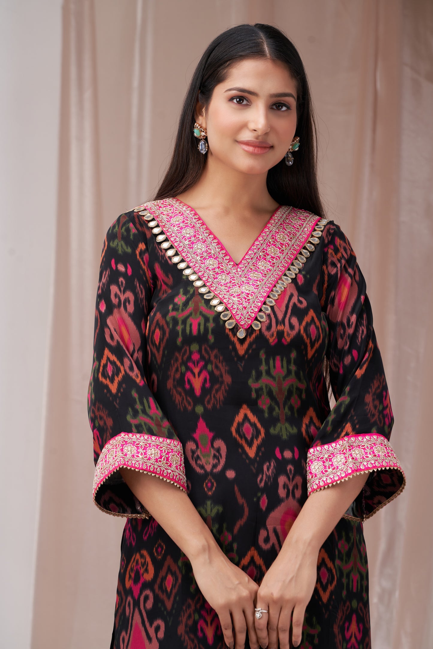 Ikkat Print Kurta Set