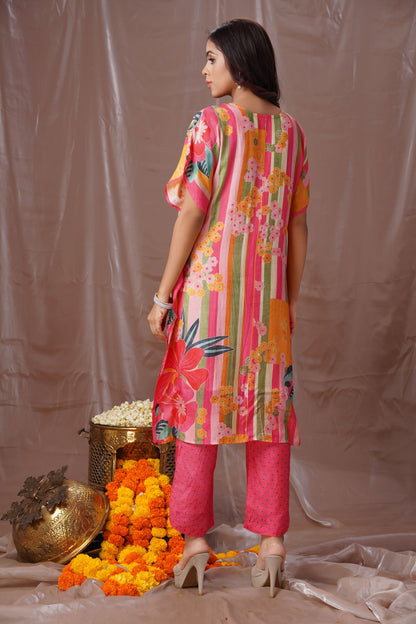 Pastel Hues Printed Kaftan Set